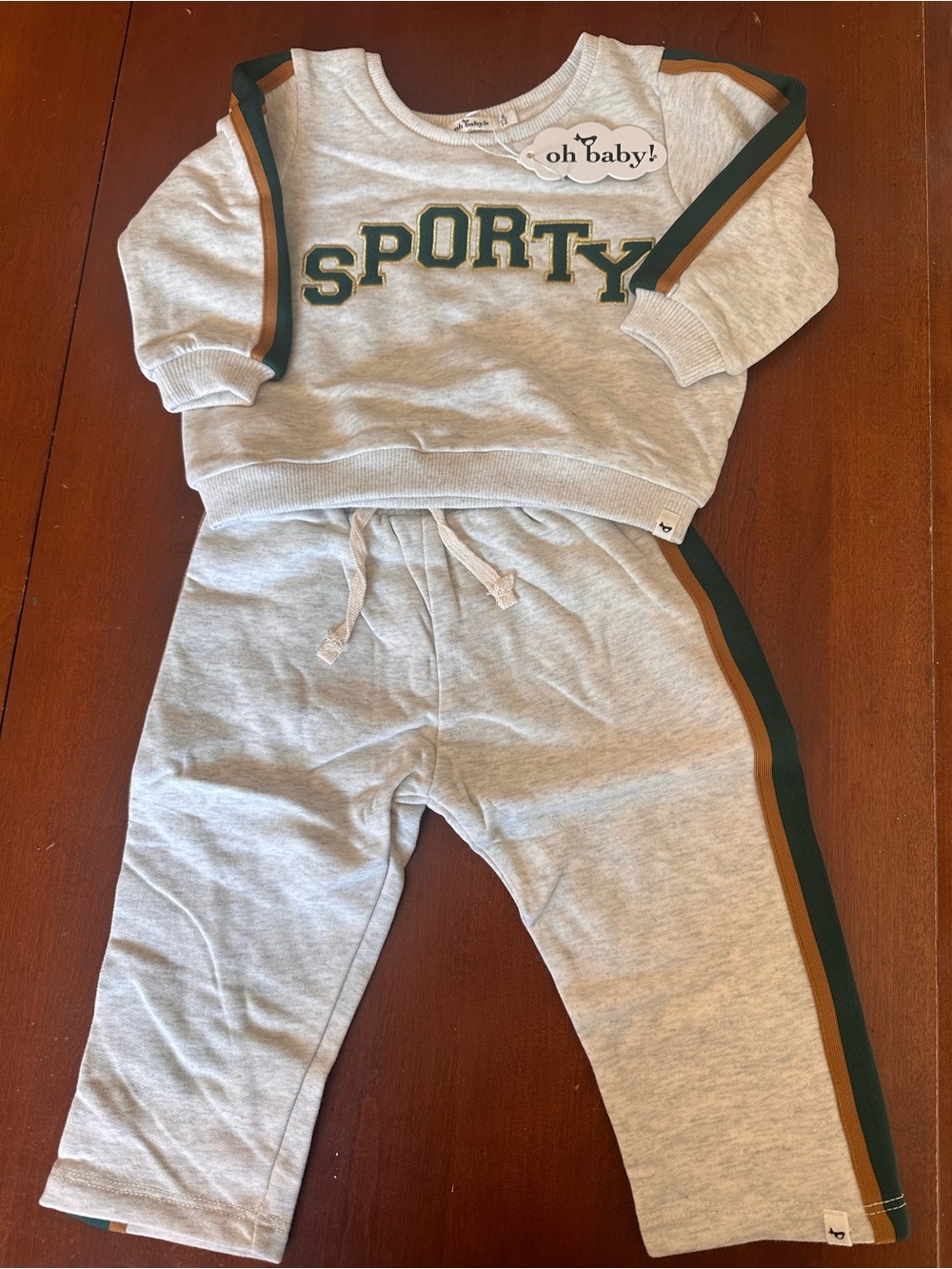 OhBaby! Sporty Grey Kids Sweatshirt & Jogger Set. 6/12mo. NWT.